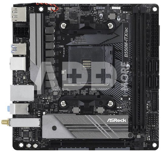 ASRock B550M-ITX/AC | Processor family AMD | Processor socket AM4 | DDR4 | Supported hard disk drive interfaces SATA, M.2 | Number of SATA connectors 4