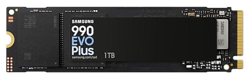 Samsung SSD | 990 EVO Plus | 1000 GB | SSD form factor M.2 2280 | Solid-state drive interface NVMe | Read speed 7250 MB/s | Write speed 6300 MB/s