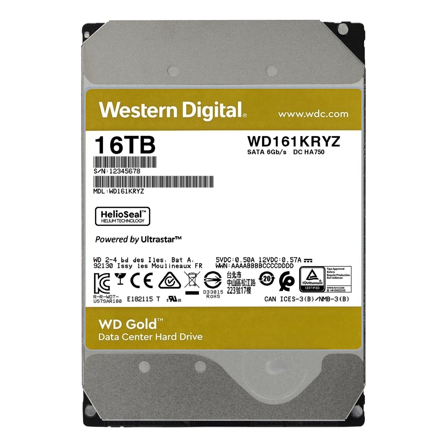 16TB Western DIgital GOLD - Data Center Hard Drive - WD161KRYZ (Atnaujinta)