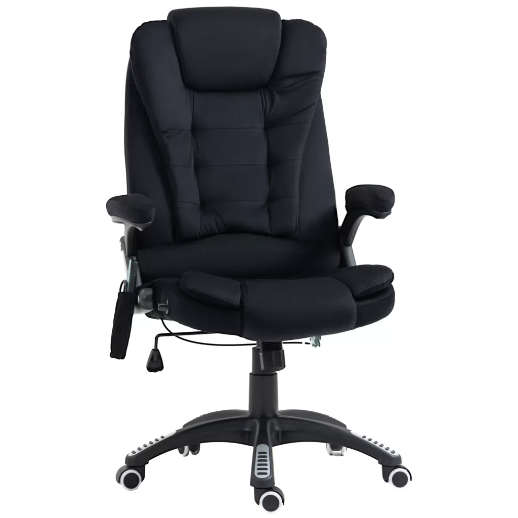 Ergonomiška biuro kėdė su supimo, masažo ir šilumos funkcija, juoda