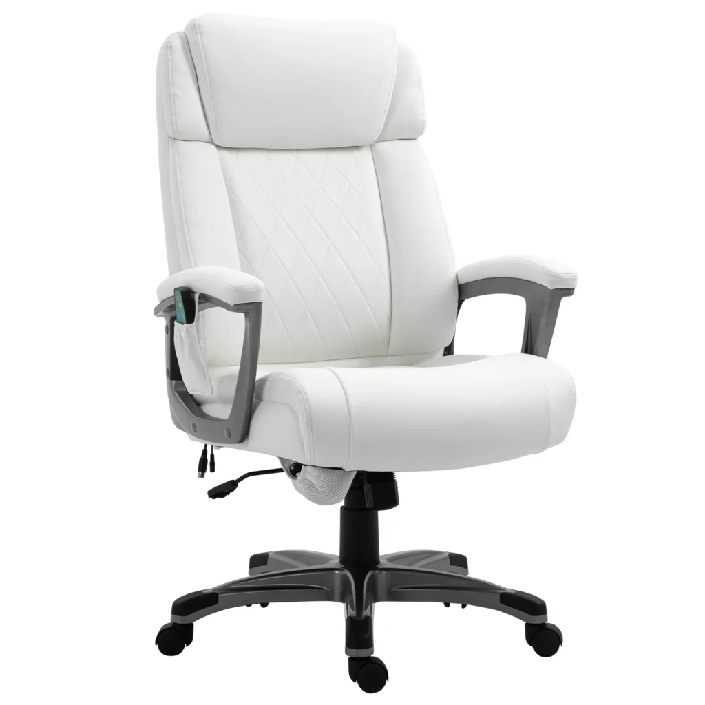"Vinsetto" ergonomiška eko odos biuro kėdė su 6 vibro masažo taškais - balta 70x76,5x114-124 cm