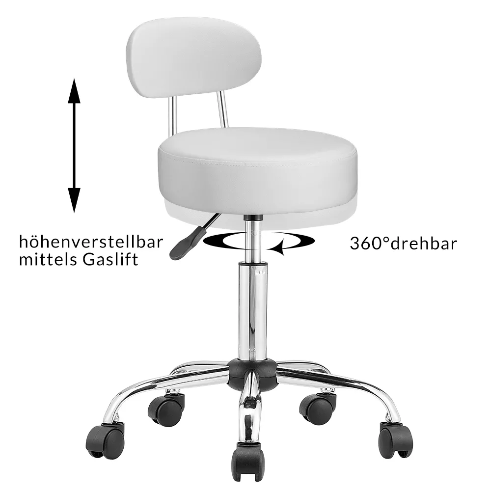 Sėdynė su atlošu, besisukanti 360° kampu, balta
