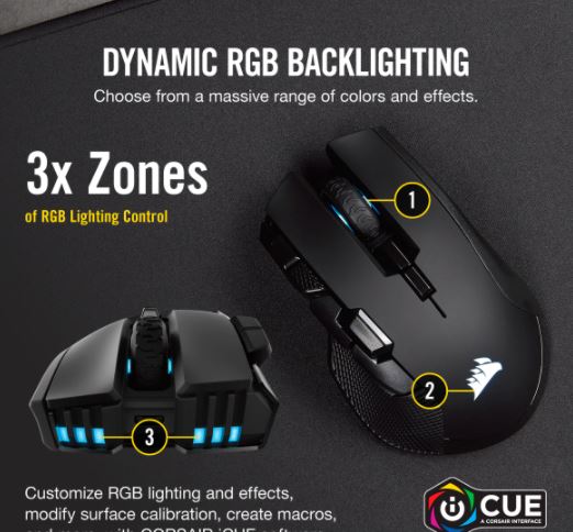 Corsair | IRONCLAW RGB WIRELESS | Wireless / Wired | Optical | Gaming Mouse | Black | Yes