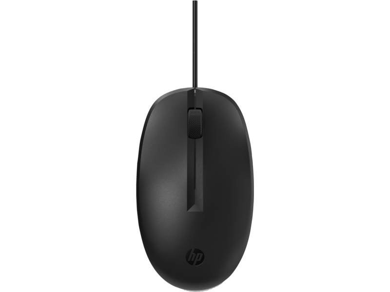 HP 125 USB Wired Mouse, Sanitizable - Black