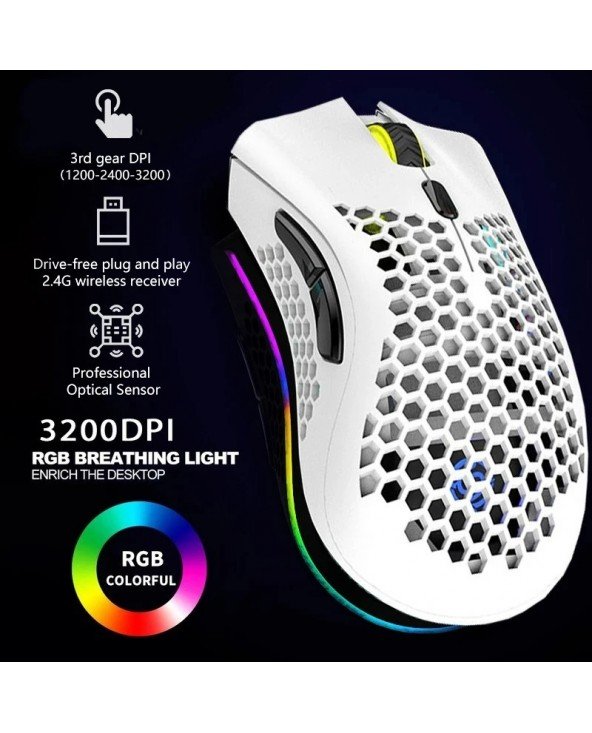Aukštos kokybės 2.4G belaidė pelė RGB šviesa korinis Bluetooth žaidimų biuro pelė įkraunama USB pelė