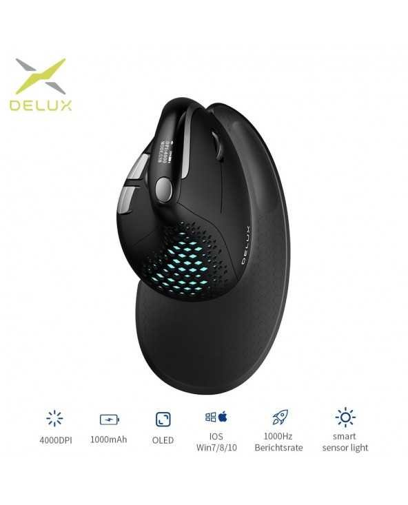 Delux M618XSD Seeker Ergonomiška vertikali pelė su OLED ekranu 4000DPI įkraunamas 1000mA