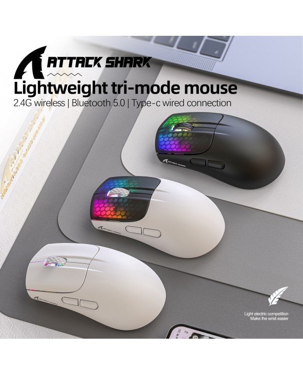 X5 lengva 3 režimų pelė BT5.0/2.4G Wireless/Type-C laidinė, RGB apšvietimas, išskirtinė maža nešiojamojo kompiuterio