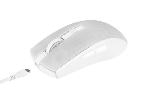 Belaidė pusiau permatoma DELTACO GAMING pelė, RGB, itin lengva, balta / GAM-145-W