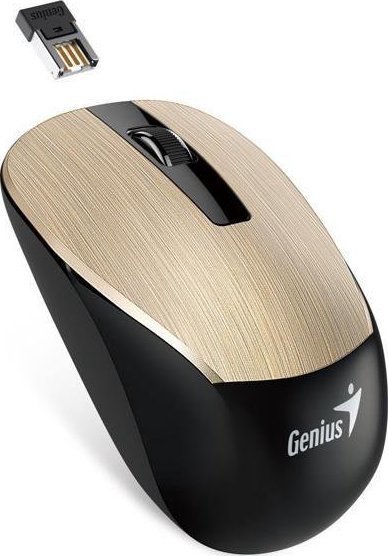 Mouse Genius Mouse NX-7015, 1600DPI, 2.4 [GHz], optical, 3rd, wireless USB, gold, AA