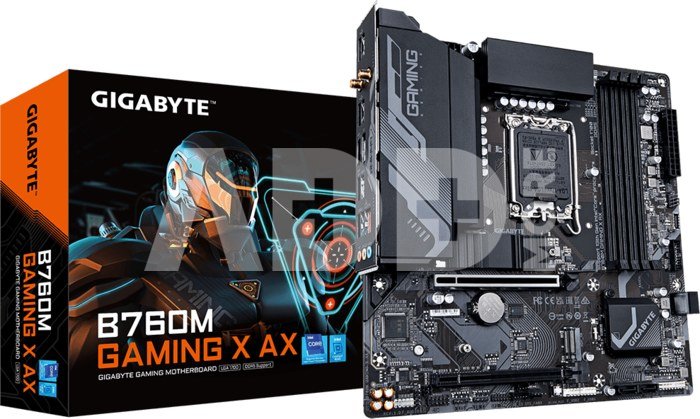 Gigabyte B760M GAMING X AX | Processor family Intel | Processor socket LGA1700 | DDR5 DIMM | Supported hard disk drive interfaces SATA, M.2 | Number of SATA connectors 4