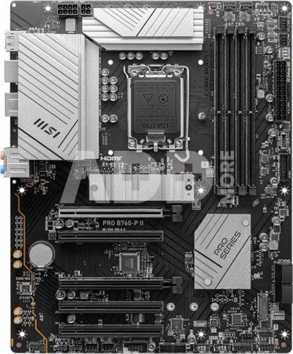 MSI PRO B760-P II | Processor family Intel | Processor socket LGA1700 | DDR5 | Number of SATA connectors 4