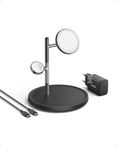 Anker MagGo Magnetic Wireless Charger (Qi 2.0, 15W), 3-in-1 Stand, Black | Anker