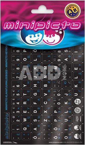 Minipicto keyboard sticker EST/RUS KB-UNI-EE02-BLK-BLUE, black/white/blue