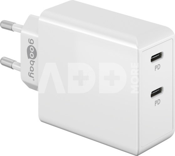 Goobay 61758 Dual USB-C PD Fast Charger (36 W), White Goobay