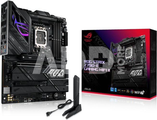 Asus | ROG STRIX Z790-E GAMING WIFI II | Processor family Intel | Processor socket LGA1700 | DDR5 DIMM | Supported hard disk drive interfaces SATA, M.2 | Number of SATA connectors 4