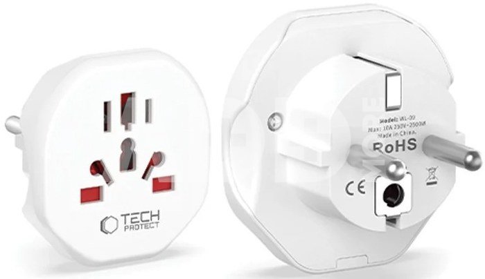 Tech-Protect travel adapter Universal EU, white