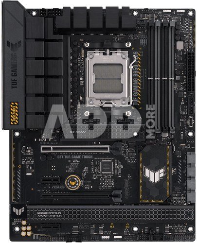 ASUS TUF GAMING B650-PLUS | Processor family AMD B650 | Processor socket 1 x Socket AM5 | 4 DIMM slots - DDR5, non-ECC, ECC, on-die ECC, unbuffered | Supported hard disk drive interfaces SATA-600 (RAID), 3 x M.2 | Number of SATA connectors 4