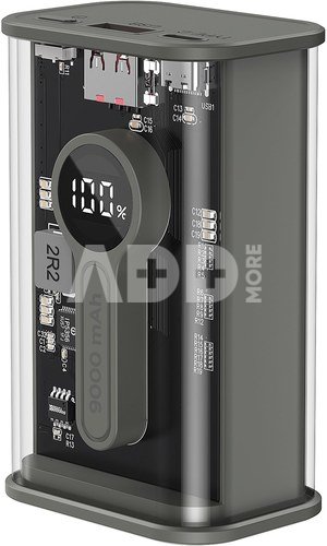 Gembird | Transparent QC3.0 Quick Charging Power Bank | PB09-TQC3-01 | 9000 mAh | Black