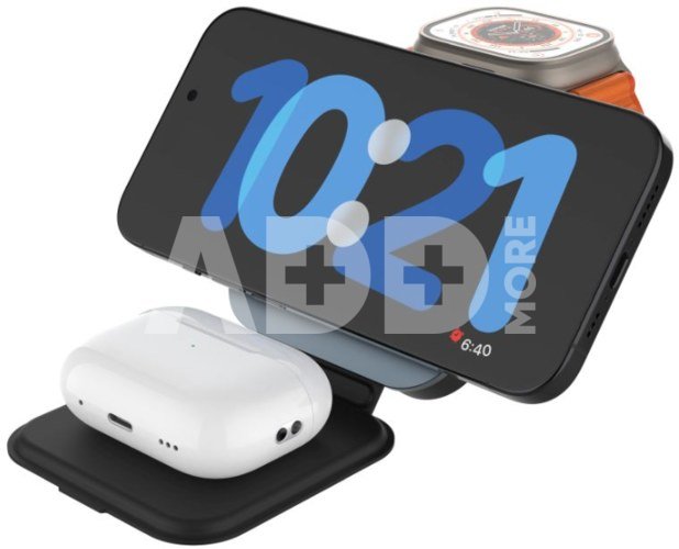 Fixed | MagFlex Alu Foldable magnetic wireless charging stand 3in1 | FIXMFLE-AL-GR