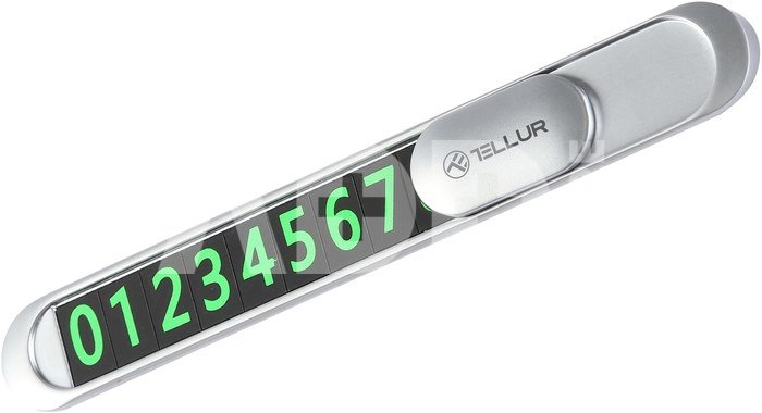 Tellur Temporary car parking phone number card metallic silver