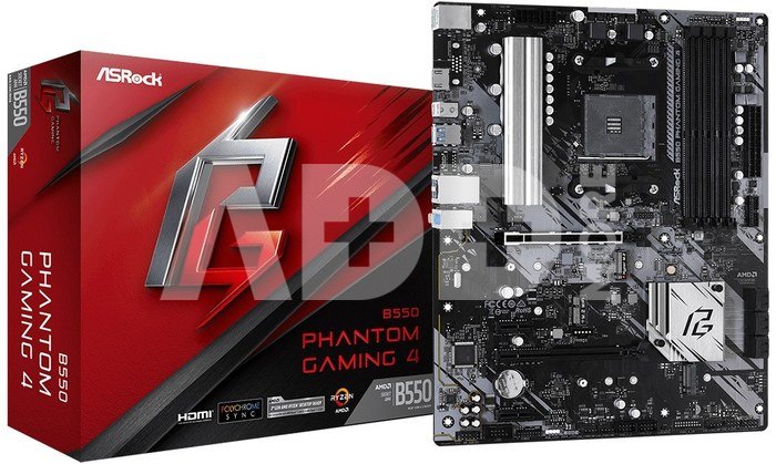 ASRock Motherboard B550 Phantom Gaming 4 AM4 4DDR4 HDMI M.2 ATX