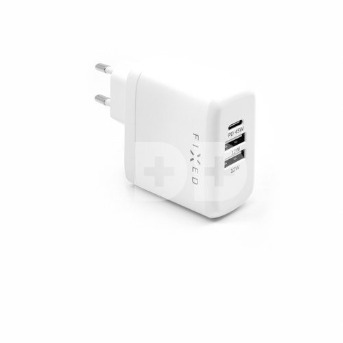 FIXED USB-C/2xUSB Travel Charger 45W, White