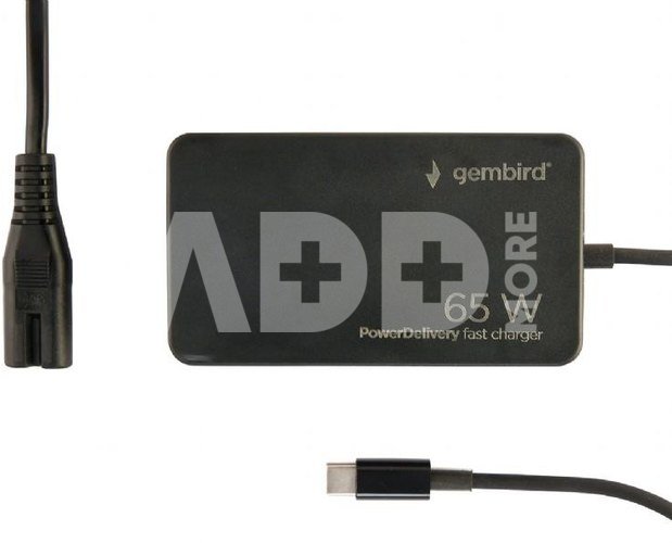 Cablexpert NPA-AC-PDQC65-01 65 W PowerDelivery GaN USB Type-C fast charger, black | Cablexpert