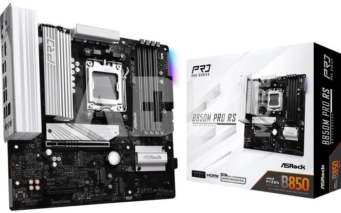 ASRock B850M PRO RS | Processor family AMD | Processor socket AM5 | DDR5 | Supported hard disk drive interfaces SATA, M.2 | Number of SATA connectors 4