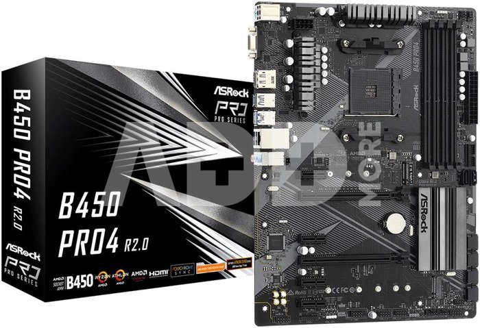 ASRock B450 PRO4 R2.0 AM4 4DDR 4 DP/HDMI M.2 USB3.2 AT