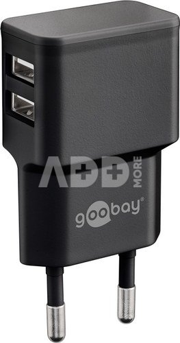 Goobay 44951 Dual USB charger 2.4 A (12W), Black