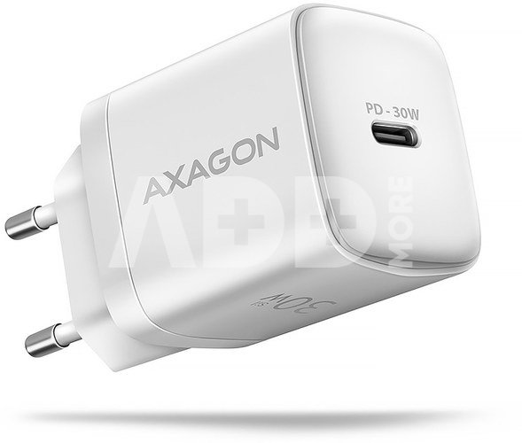 AXAGON ACU-PD30W Sil Wall charger 30W, 1x port USB-C, PD3.0/PPS/QC4+/SFC/AFC/Apple, white