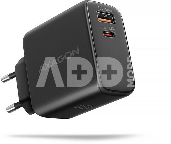 AXAGON ACU-PQ45 GaN Wall charger 45W, 2x port (USB-A + USB-C) PD3.0/PPS/QC4+/SFC 2.0/Apple