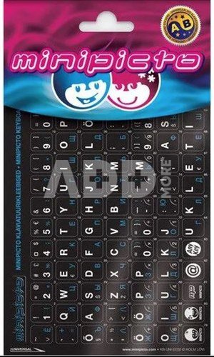 Minipicto keyboard stickers EST/RUS, black/blue (KB-UNI-RU02-BLK)