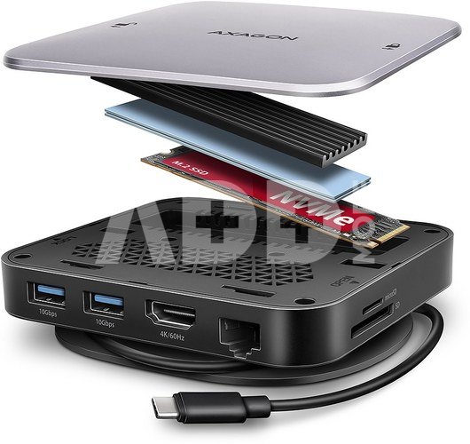 AXAGON HMC-UFO USB hub 9in1 10Gbps HDMI M.2 NVMe LA