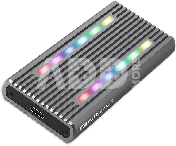 Qoltec Enclosure for drive M.2 SSD, SATA, NVMe, RGB LE