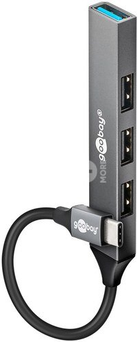 Goobay Slim 4-Port USB Hub, USB-C to USB-A, 5 Gbit/s | 74457