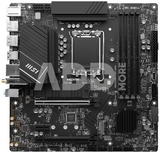 MSI | PRO B760M-A WIFI DDR4 | Processor family Intel | Processor socket LGA1700 | DDR4 | Supported hard disk drive interfaces SATA, M.2 | Number of SATA connectors 4