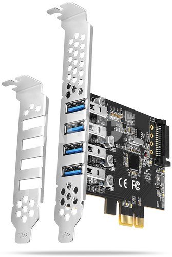 AXAGON PCI-Express card with four external USB 3.2 Gen1 ports with dual power | PCEU-43RS