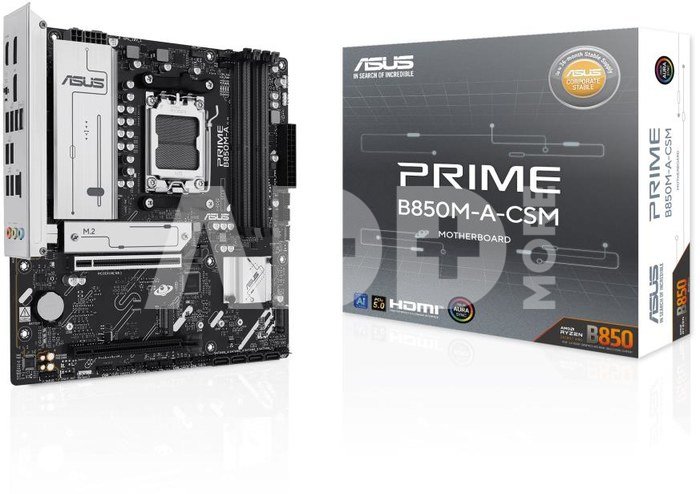 Mainboard|ASUS|AMD B850|SAM5|Micro-ATX|Memory DDR5|Memory slots 4|1xPCI-Express 4.0 16x|1xPCI-Express 5.0 16x|3xM.2|1xHDMI|2xDisplayPort|4xUSB 2.0|4xUSB 3.2|1xRJ45|3xAudio port|PRIMEB850M-A-CSM