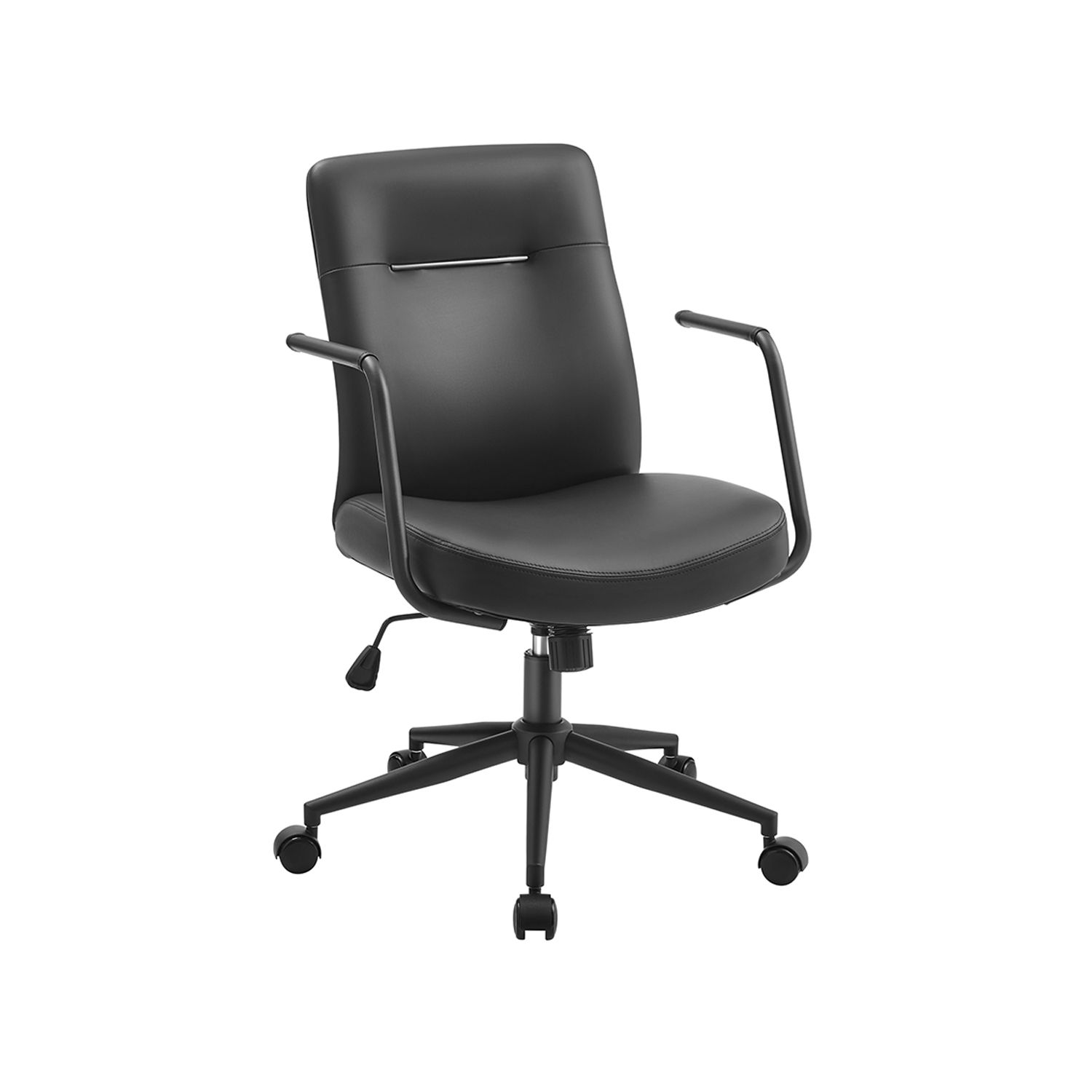 Stilinga biuro kėdė su išlenktu atlošu | 150kg | 60 x 60 x (93-103) cm | Juoda