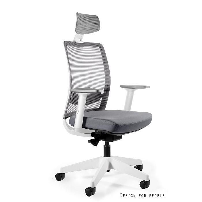Profesionali Ergonominė Biuro kėdė | ANGGUN - WHITE, GREY MESH/FABRIC BL