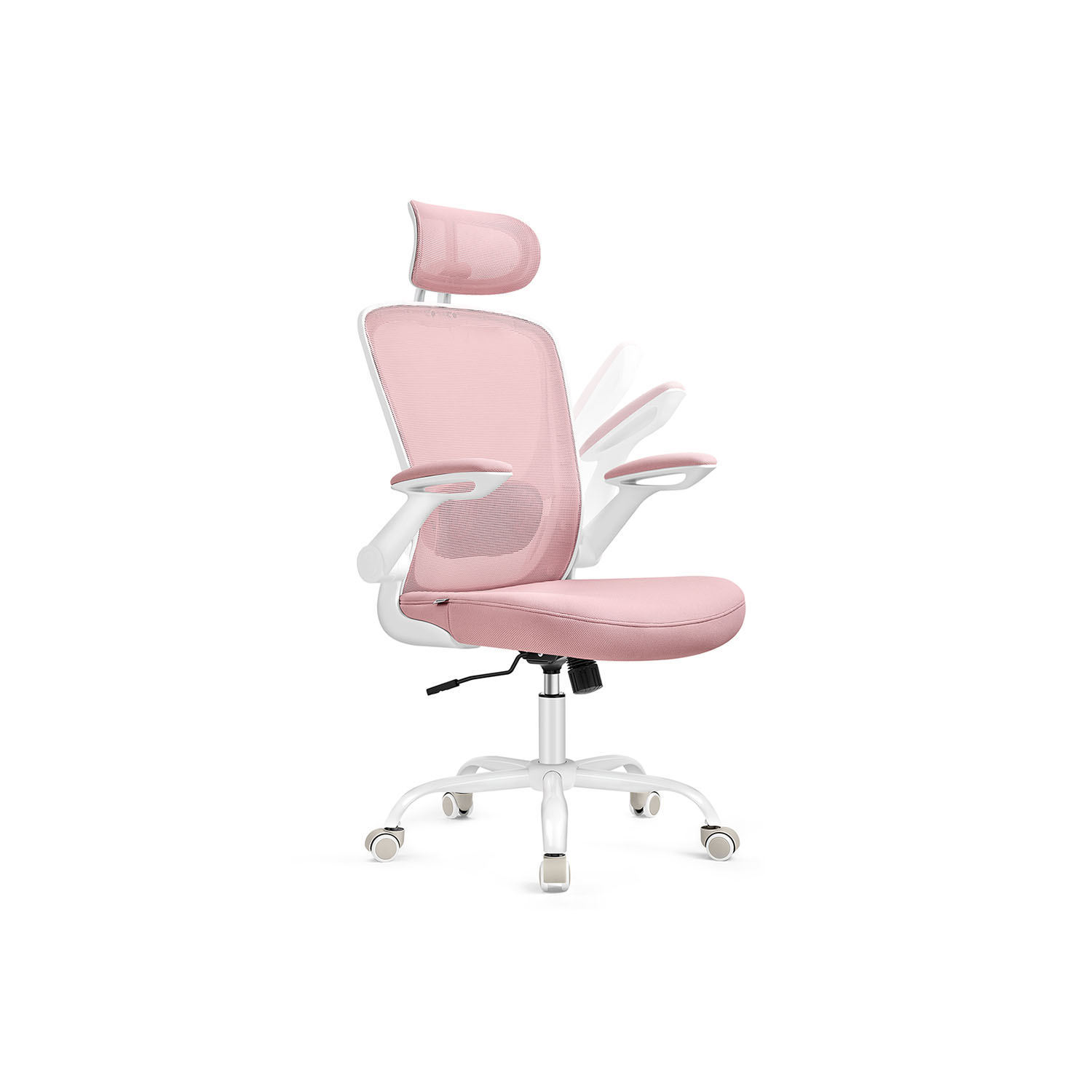 Ergonomiška biuro kėdė su siūbavimo funkcija | 64 x 64 | Rožinė