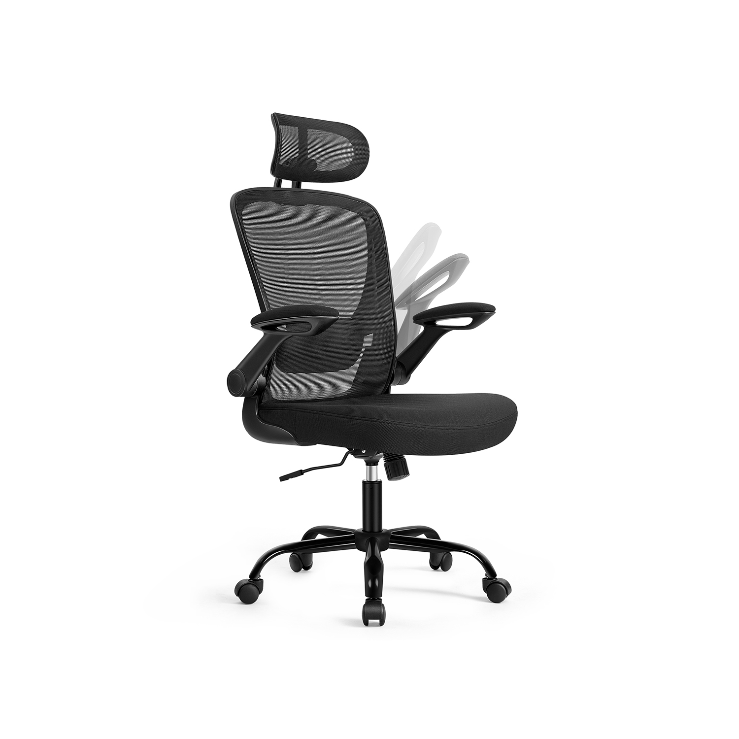 Ergonomiška biuro kėdė su galvos atrama | 64 x 64 | Juoda