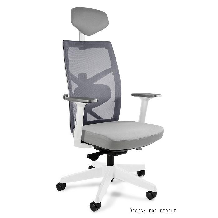 Profesionali Ergonominė Biuro kėdė | TUNE - WHITE, GREY MESH/FABRIC BL