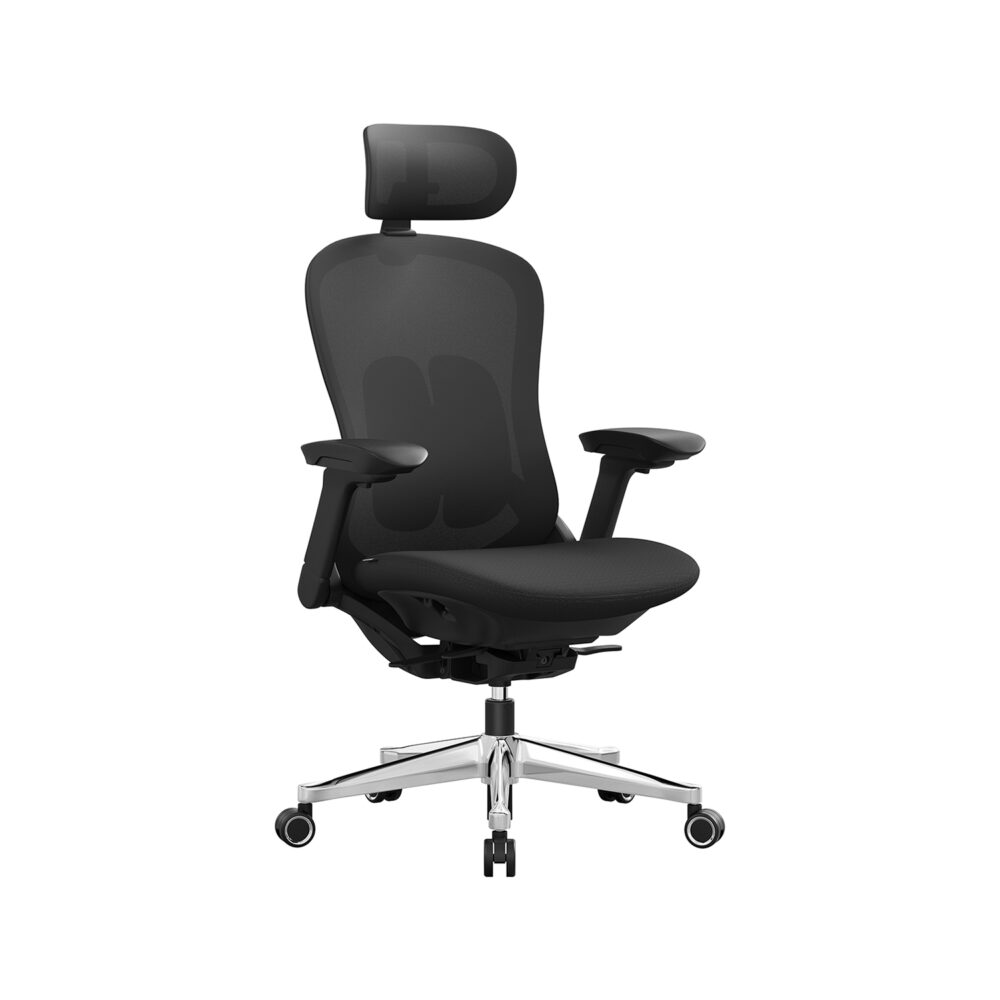 Biuro kėdė su ergonomišku ir reguliuojamu atlošu, juoda