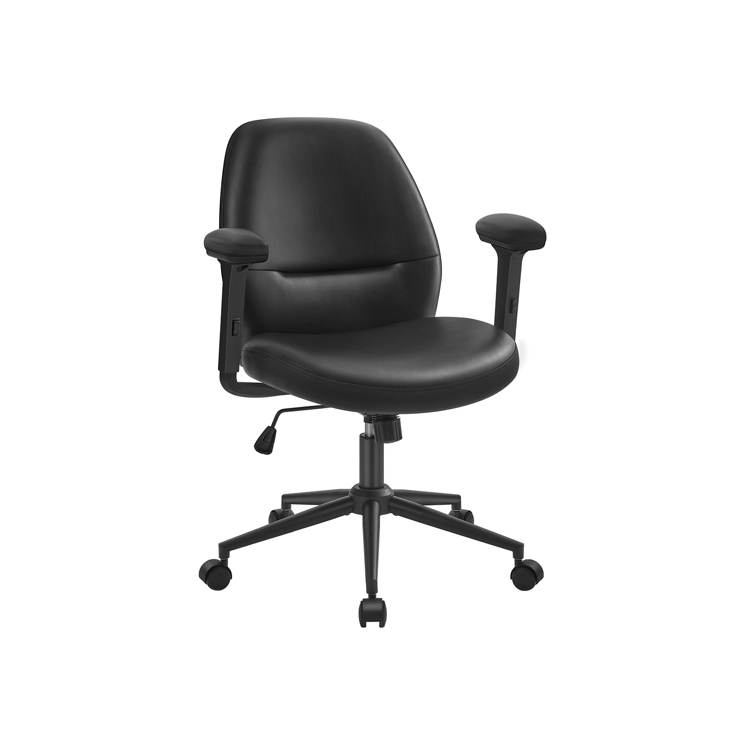Biuro kėdė su porankiais | EKO oda | 66 x 66 | Juoda