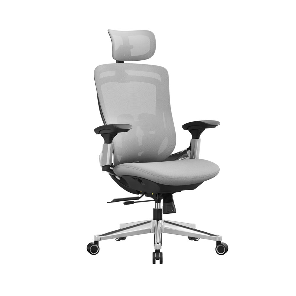 Rašomojo stalo kėdė | Ergonomiška ir reguliuojama nugaros atrama | Pilka