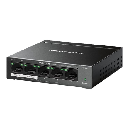 Komutatorius Mercusys 5-Port Gigabit Desktop Switch with  4-Port PoE+  Mercusys