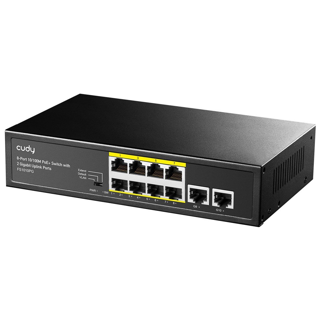 Cudy FS1010PG tinklo komutatorius Fast Ethernet (10/100) Maitinimas per Eternetą (PoE) Juoda