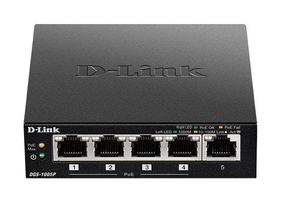 Komutatorius D-Link  Switch  DGS-1005P  Unmanaged  Desktop  Gigabit Ethernet (copper) ports qua